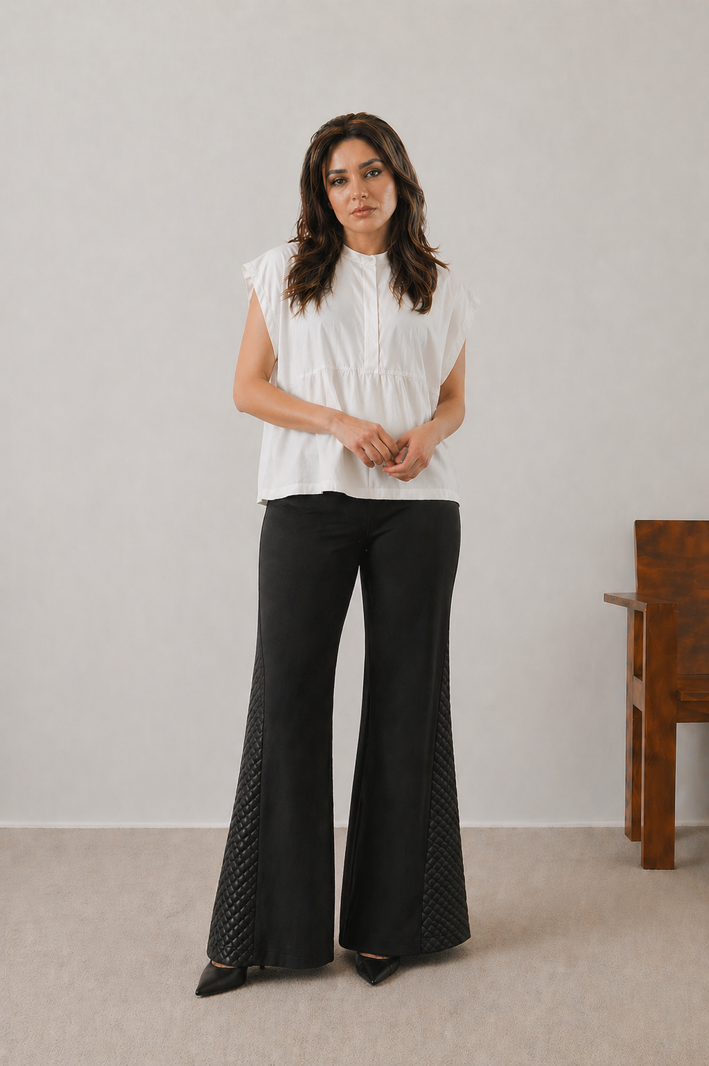 Textured Panel Trousers