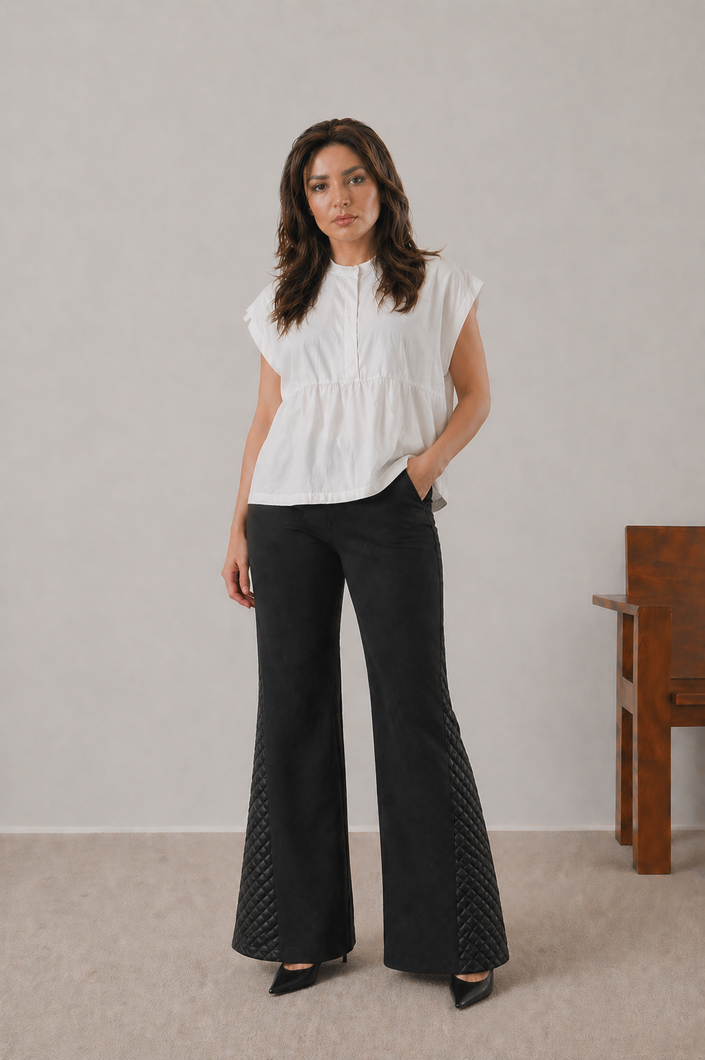 Textured Panel Trousers