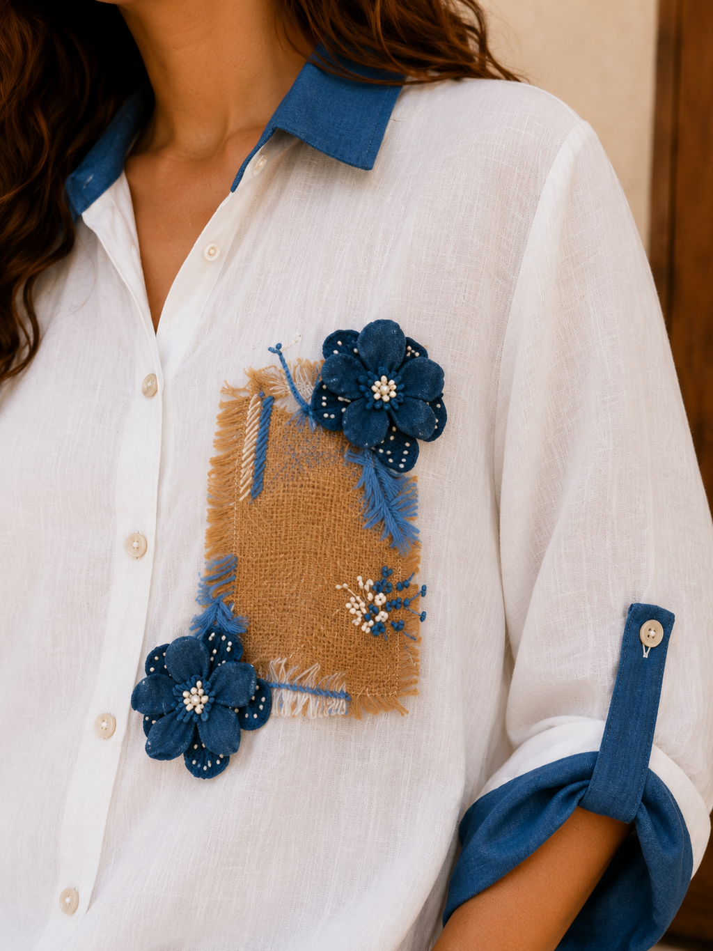 Azure Bloom Shirt Dress