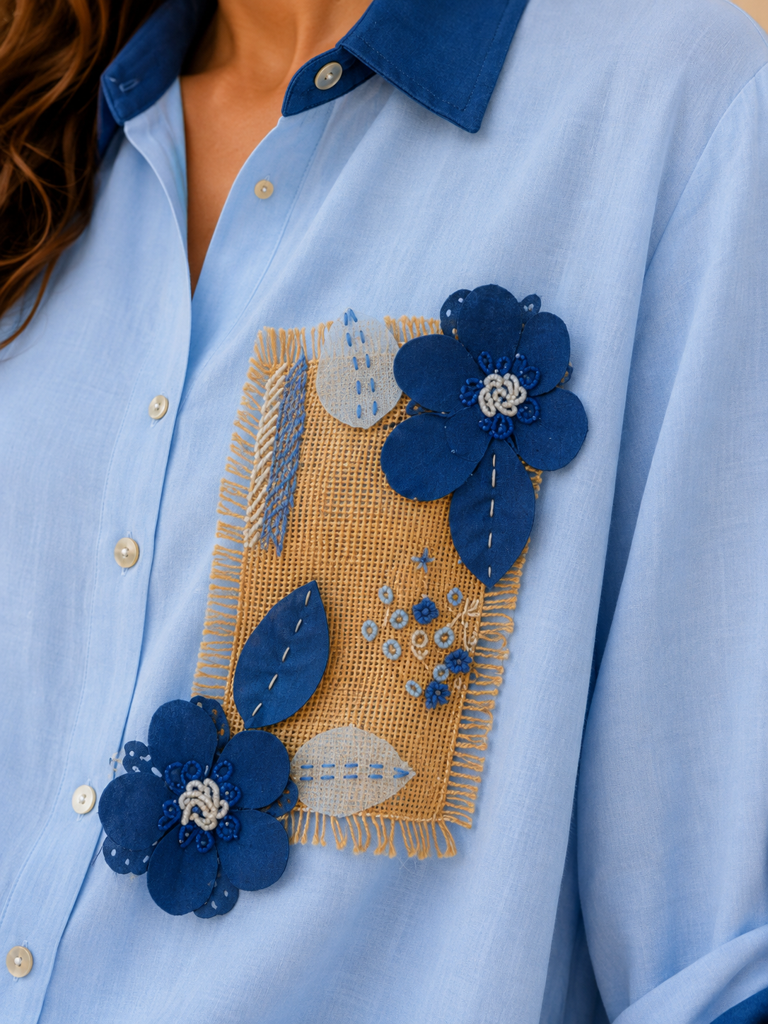 Azure Bloom Shirt Dress