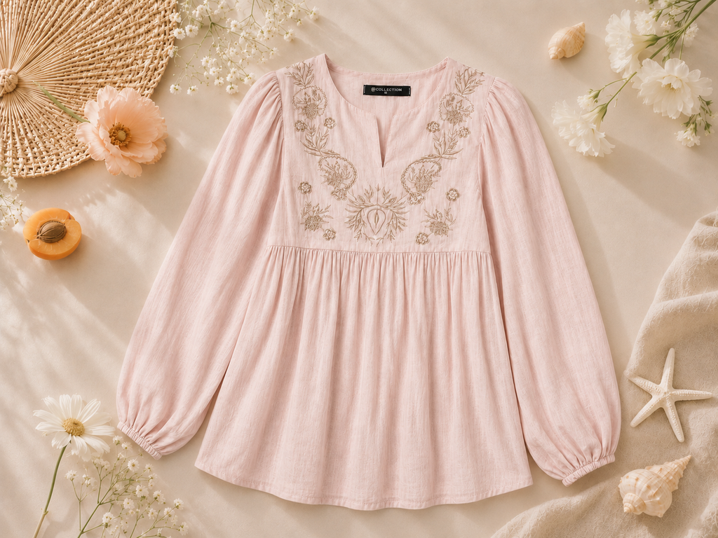 Embroidered Peplum Blouse