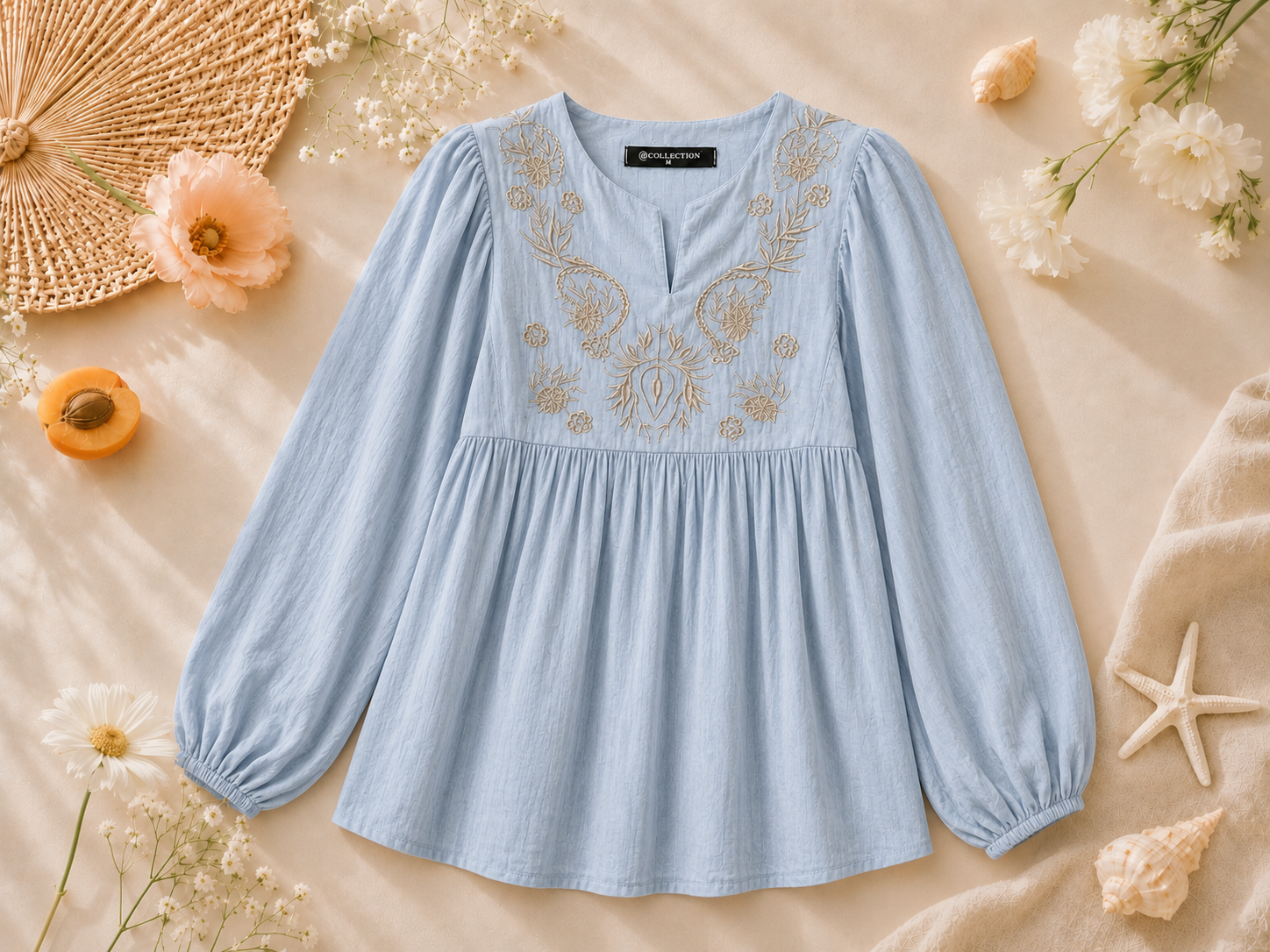 Embroidered Peplum Blouse