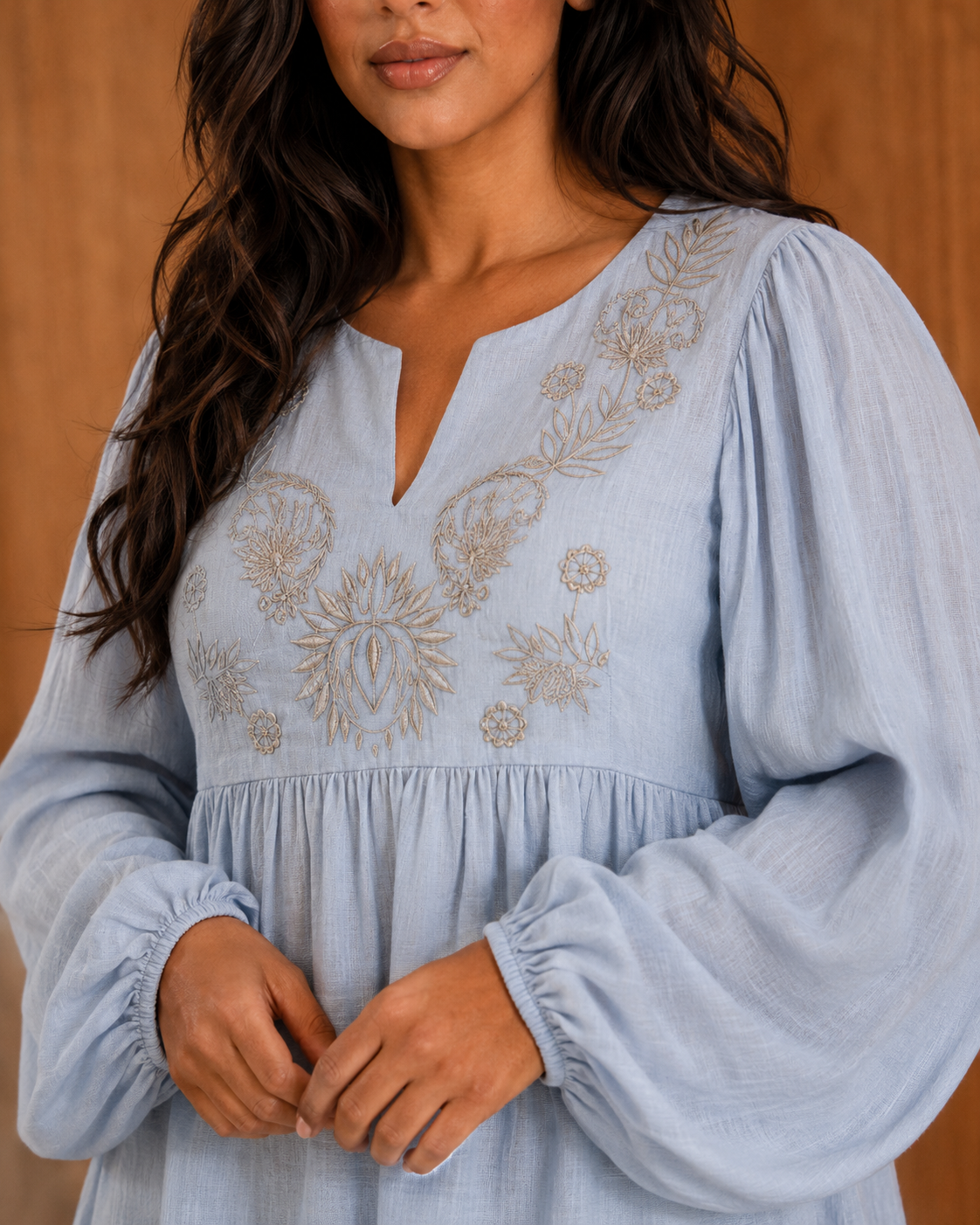 Embroidered Peplum Blouse