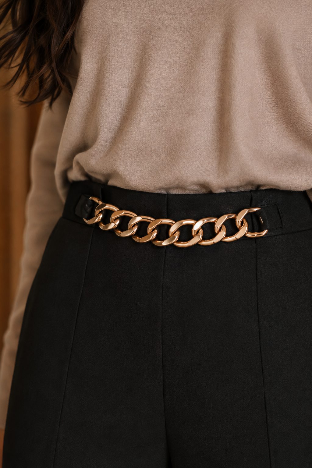 Chain Detail Wide-Leg Trousers
