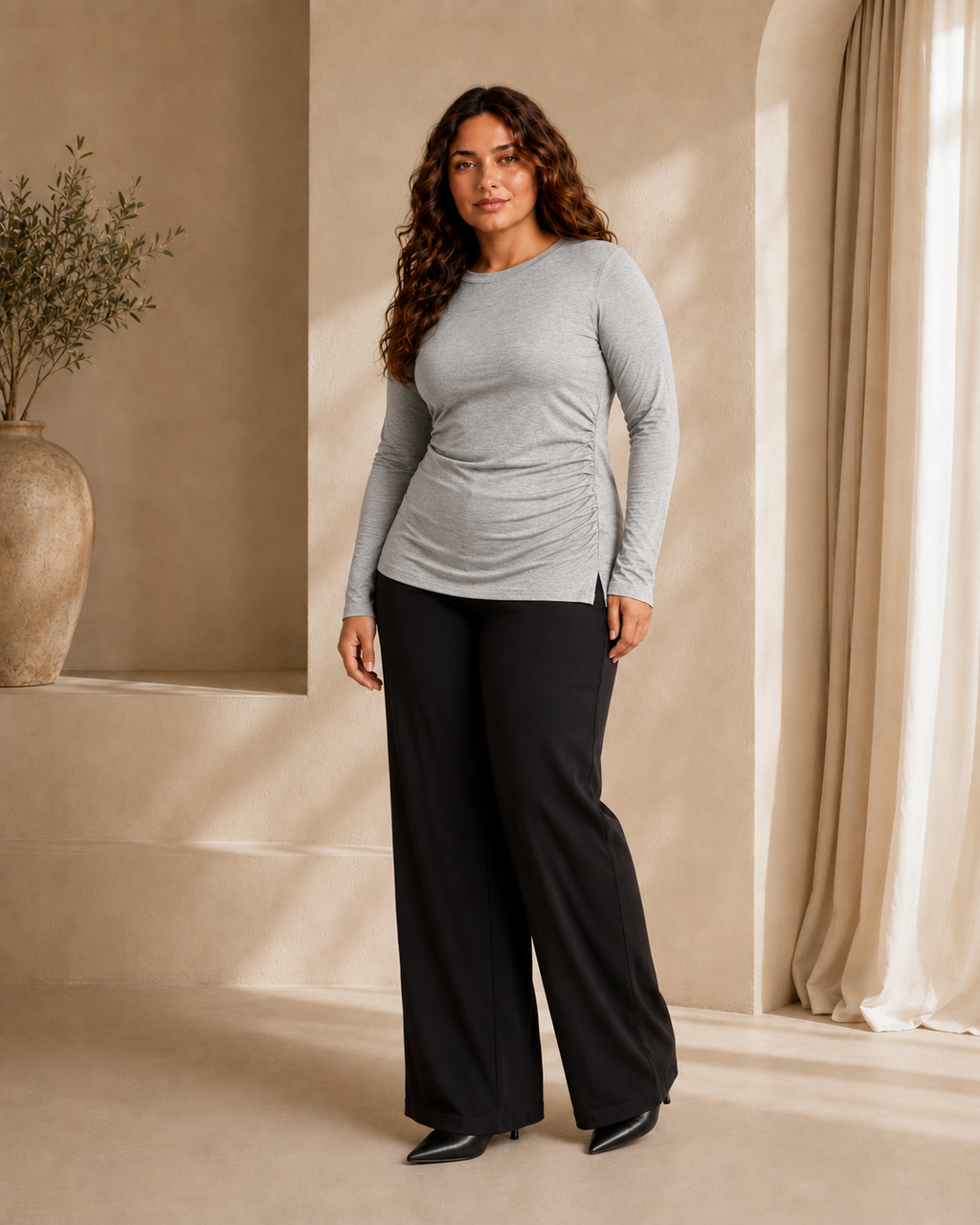 One-Side Ruched Longline Top
