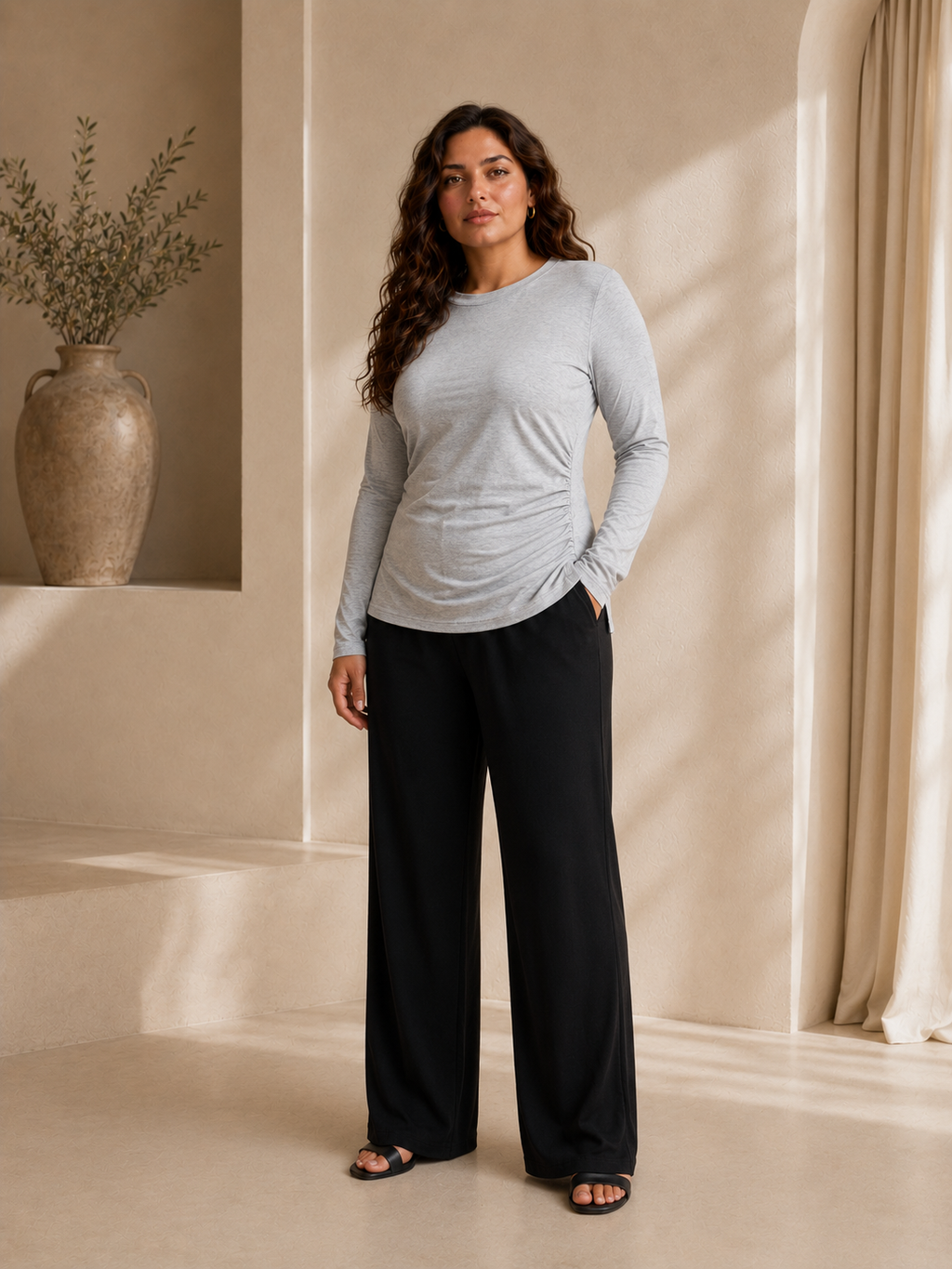 One-Side Ruched Longline Top