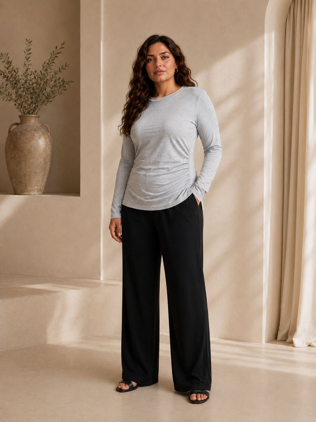 One-Side Ruched Longline Top