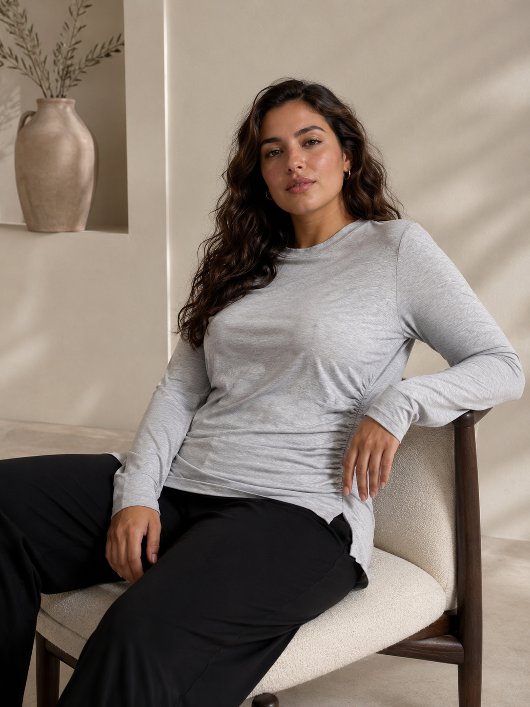 One-Side Ruched Longline Top