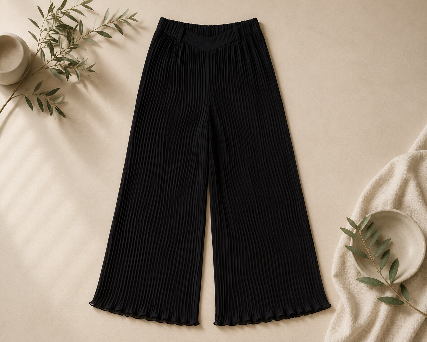 Pleated Chiffon Trousers