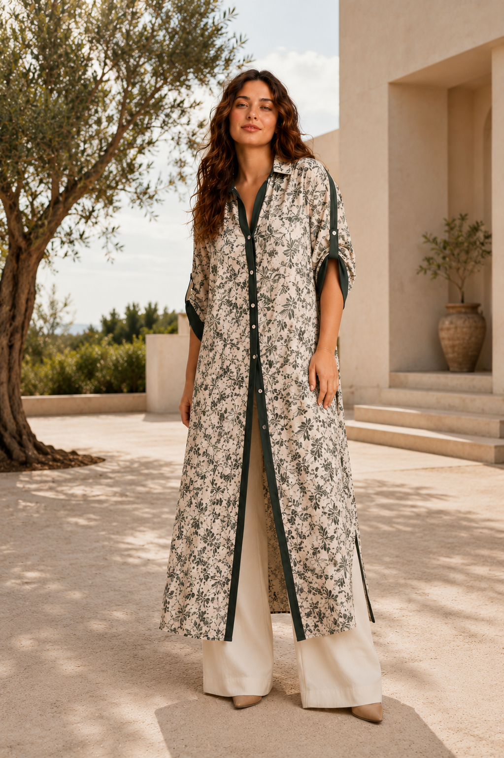 Botanical Print Long Shirt