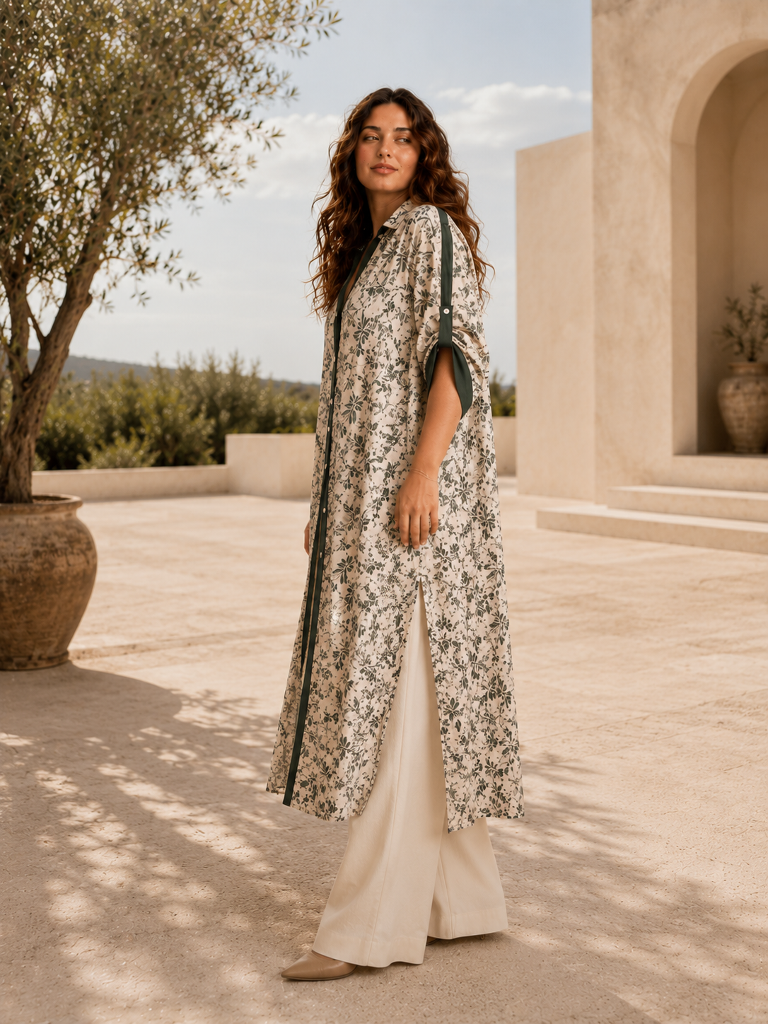 Botanical Print Long Shirt