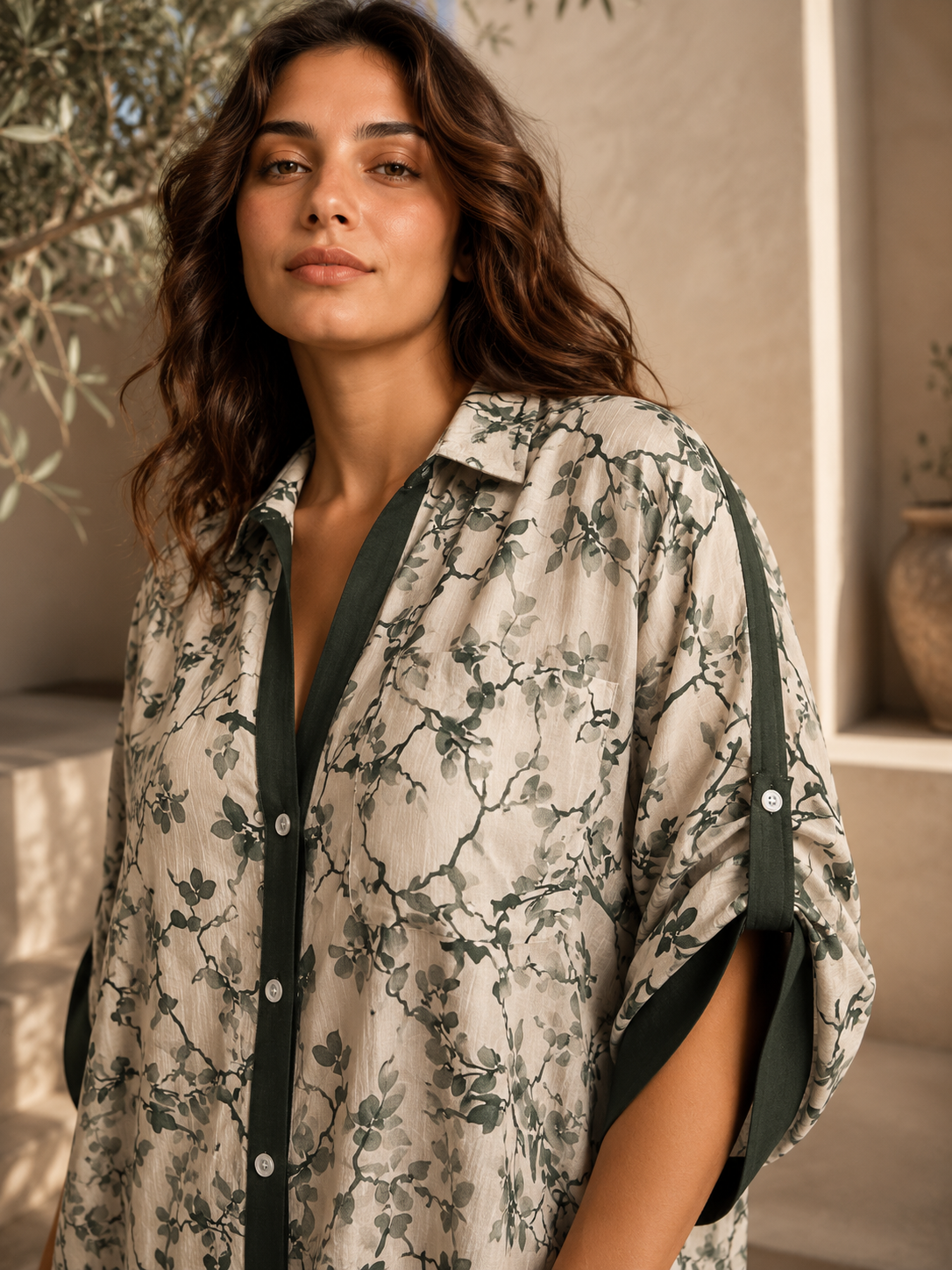Botanical Print Long Shirt