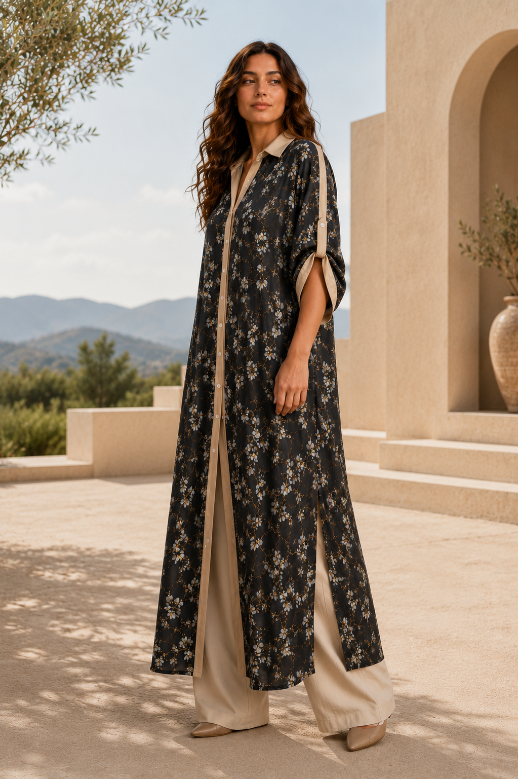 Botanical Print Long Shirt
