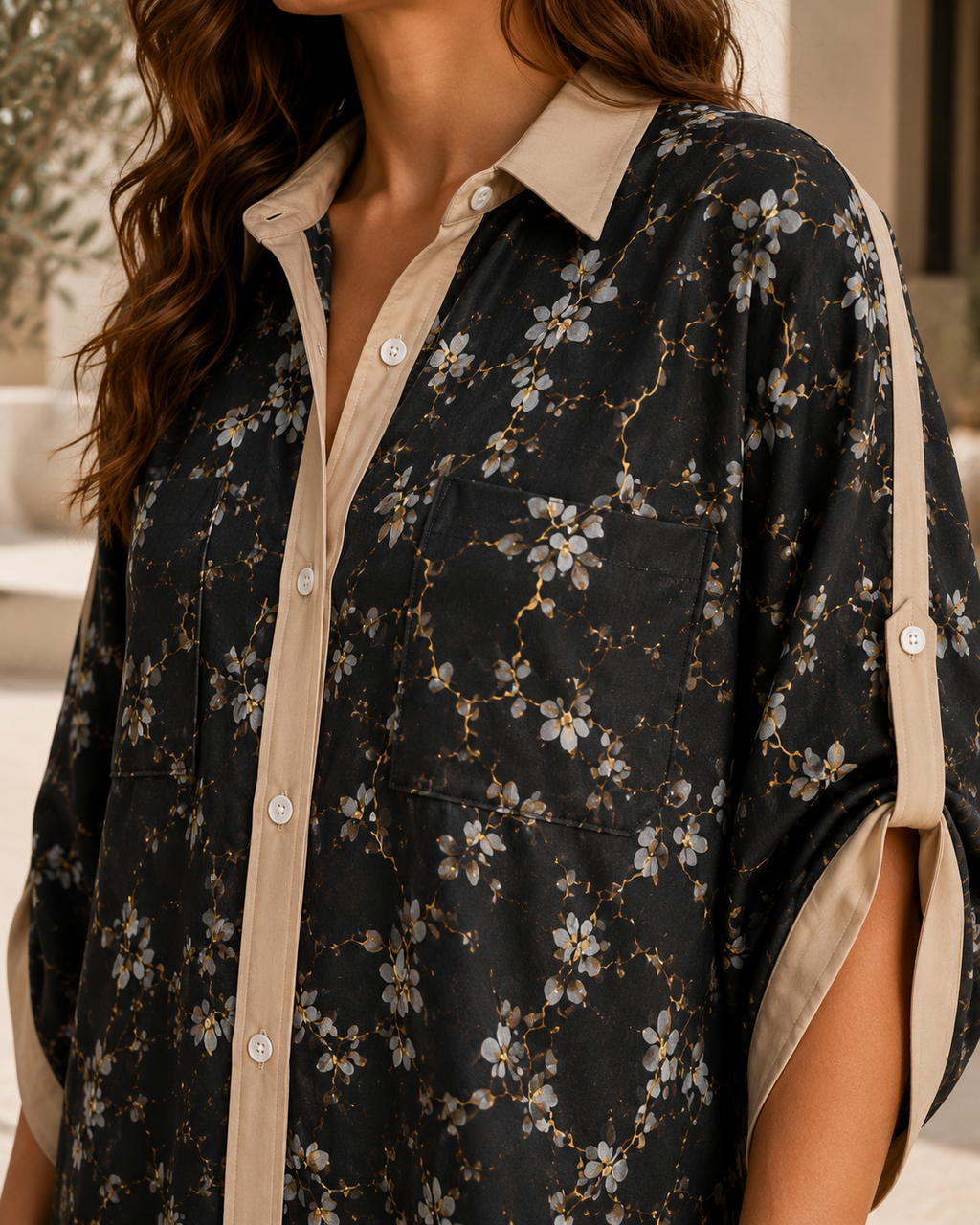 Botanical Print Long Shirt