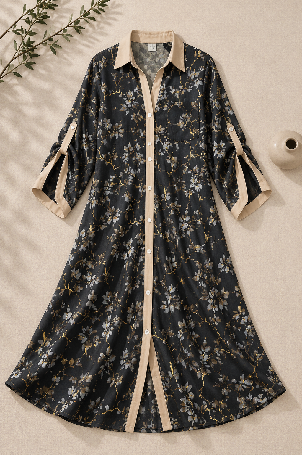 Botanical Print Long Shirt