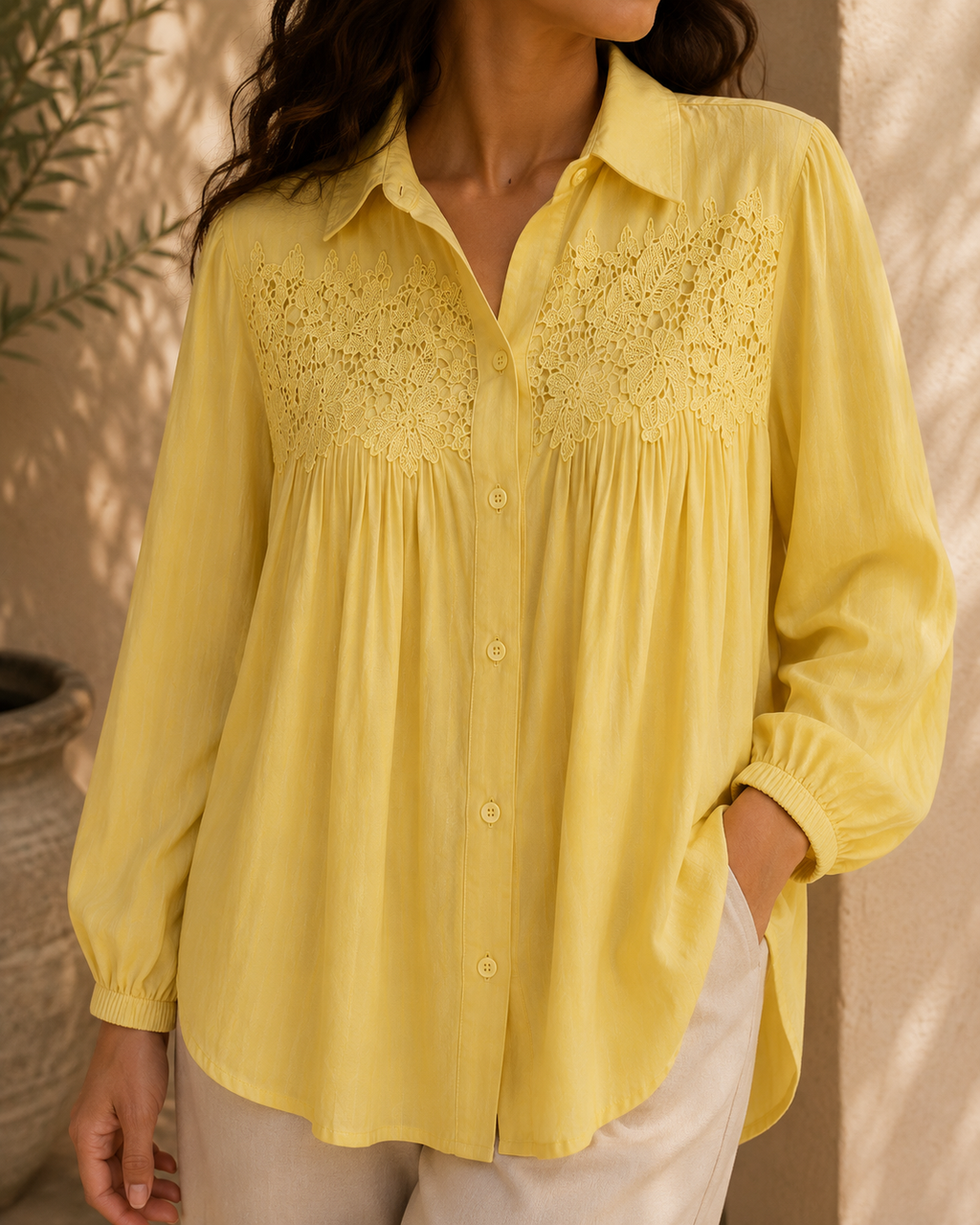 Lace Pleated Blouse