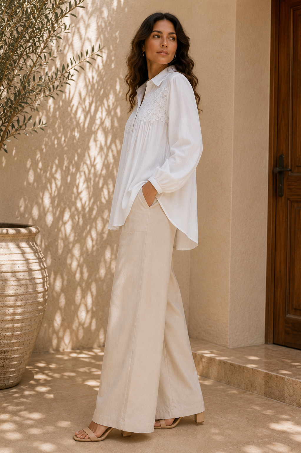 Lace Pleated Blouse