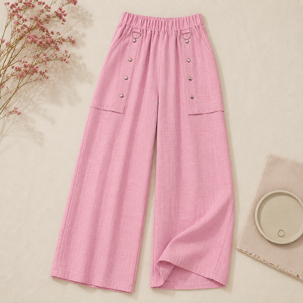 Wide-Leg Linen Blend Trousers