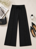 Lace Detail Wide-Leg Trousers