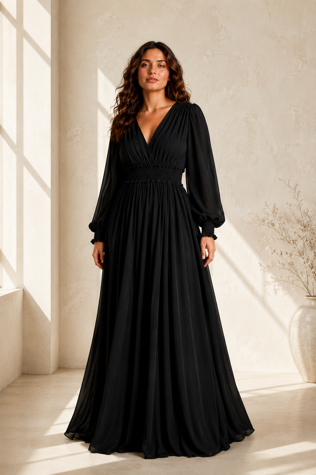 Midnight Gathered Maxi Dress