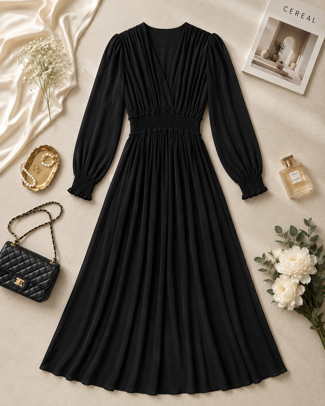 Midnight Gathered Maxi Dress