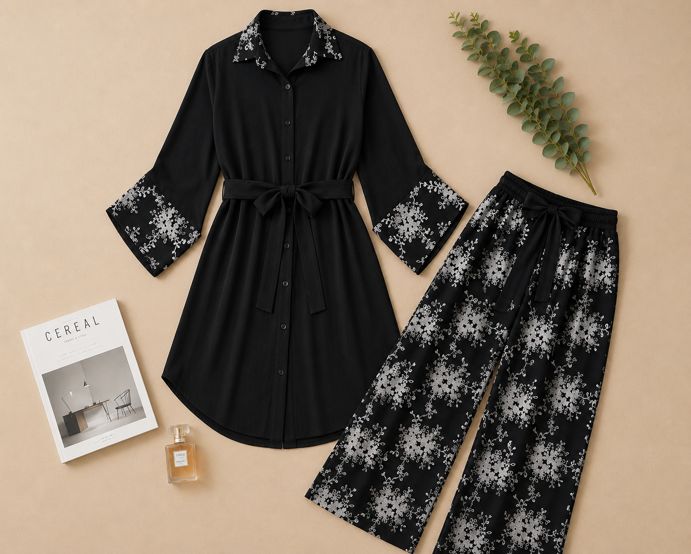 Embroidered Long Blouse Set