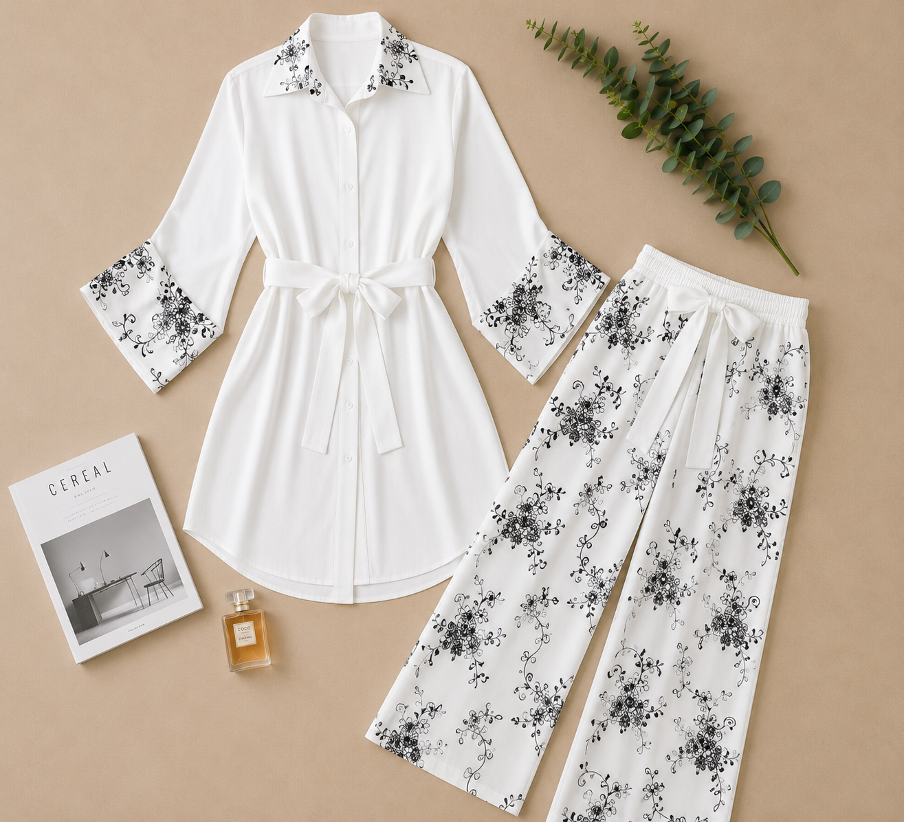 Embroidered Long Blouse Set