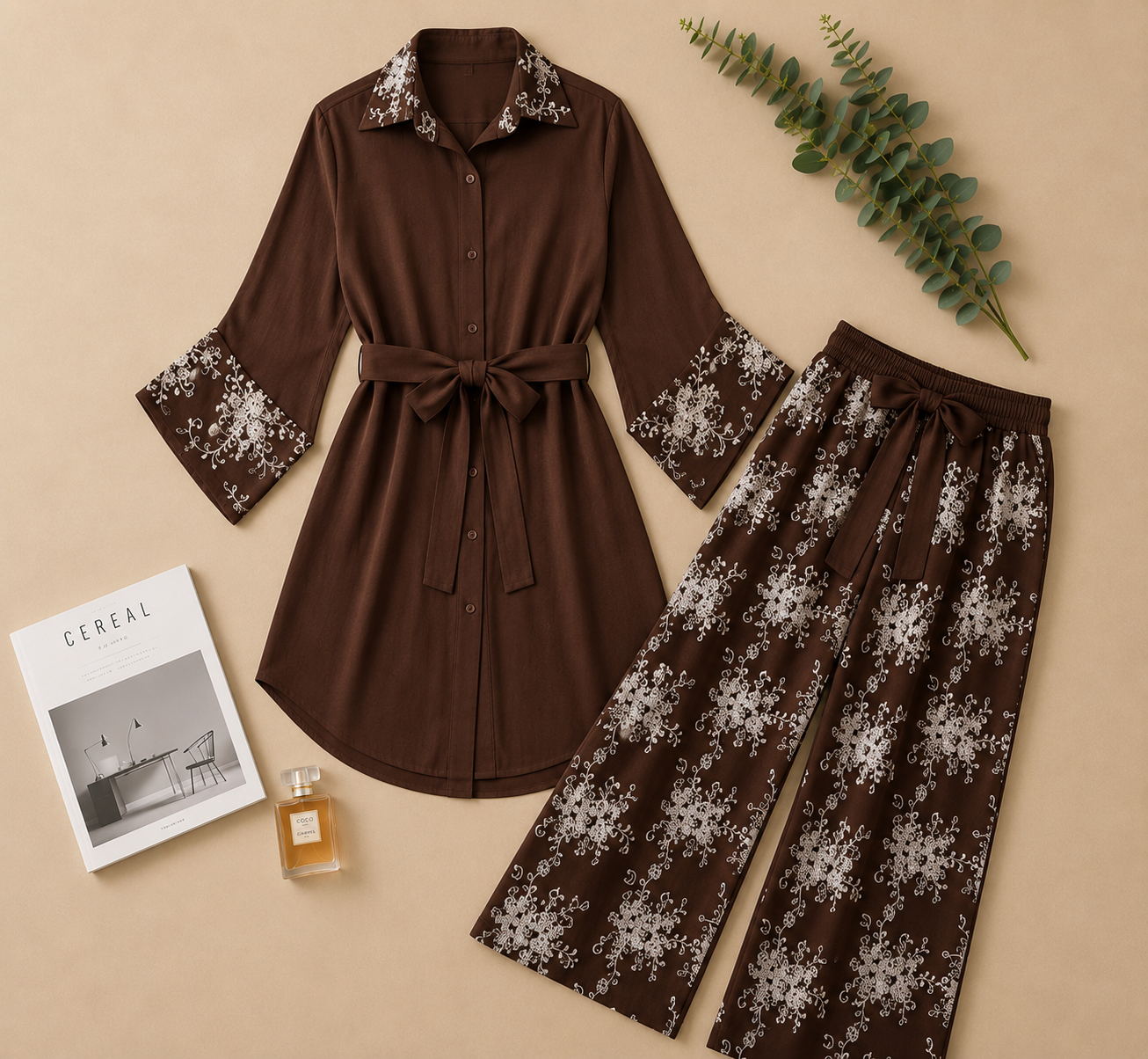 Embroidered Long Blouse Set