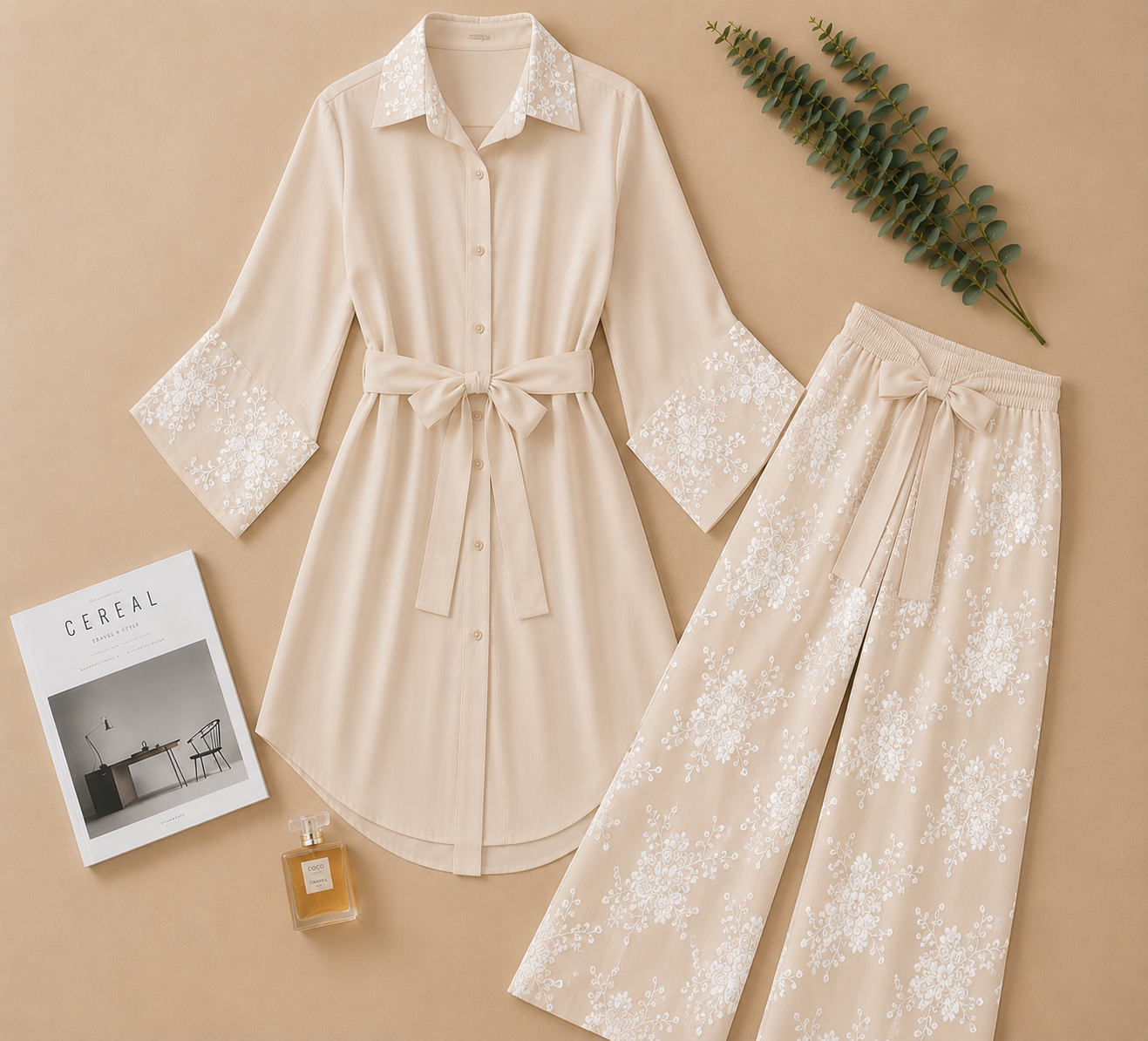 Embroidered Long Blouse Set