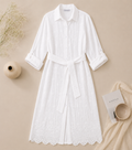Embroidered Long Linen Cardigan