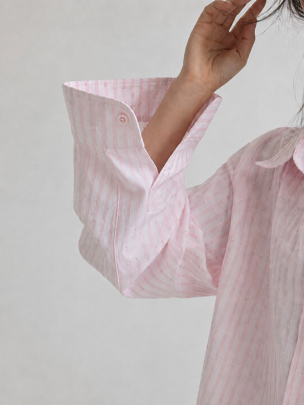 Striped Strass Shirt Dress