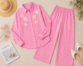 Textured Striped Linen Set