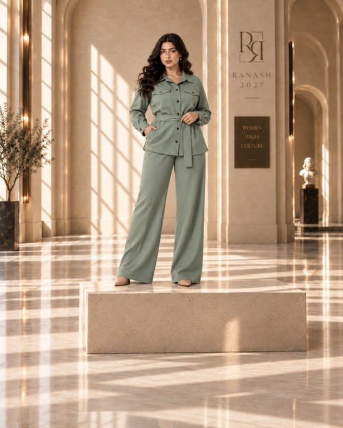 Belted Microfiber Two-Piece Set