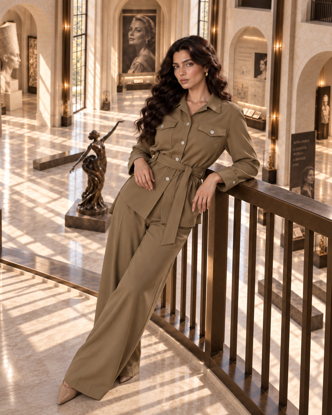 Belted Microfiber Two-Piece Set