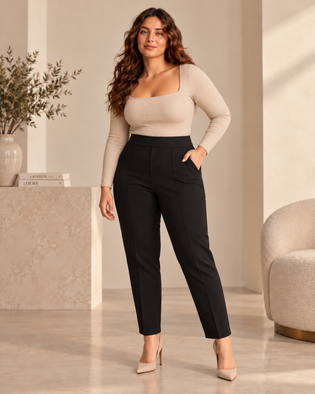 High-Waist Tailored Trousers