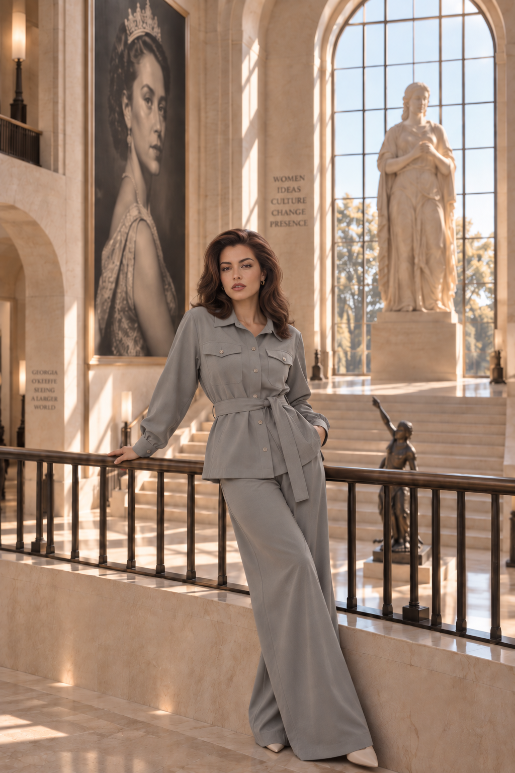 Belted Microfiber Two-Piece Set