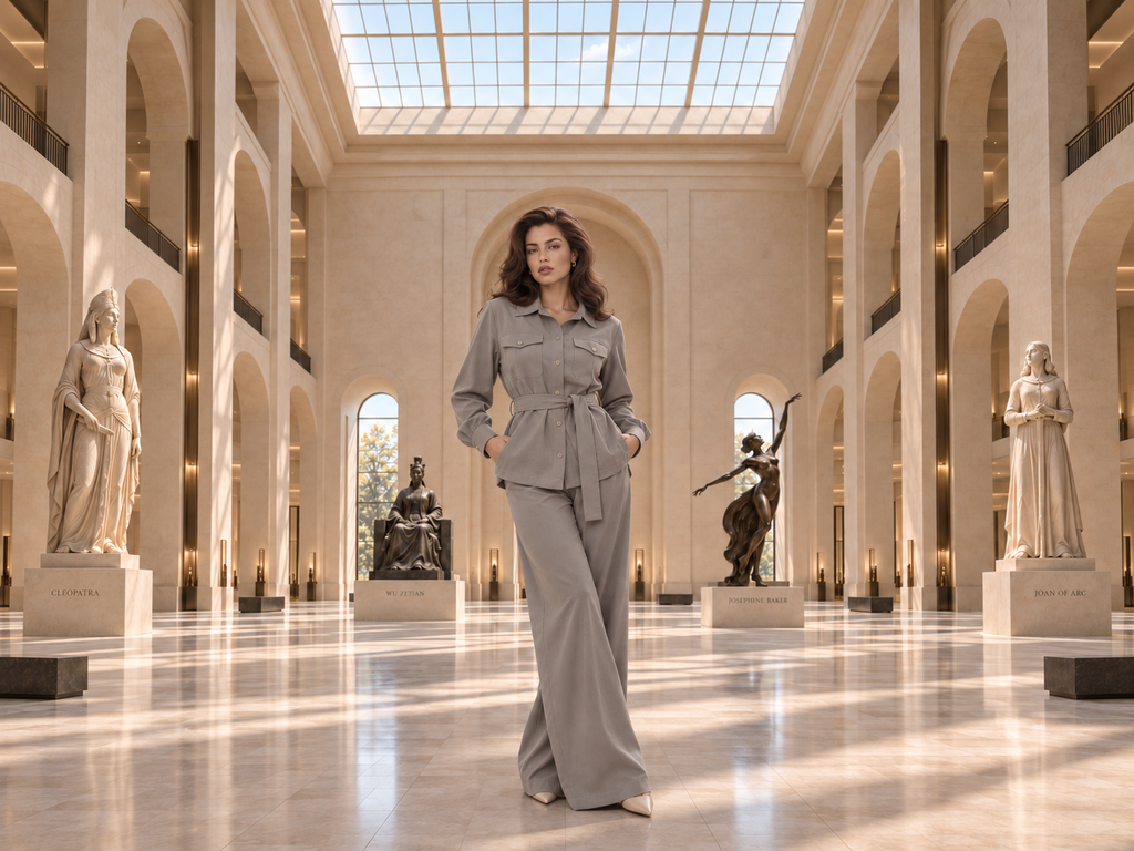 Belted Microfiber Two-Piece Set