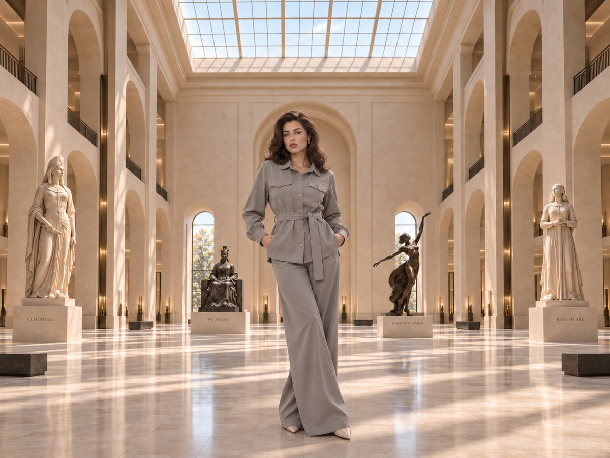 Belted Microfiber Two-Piece Set