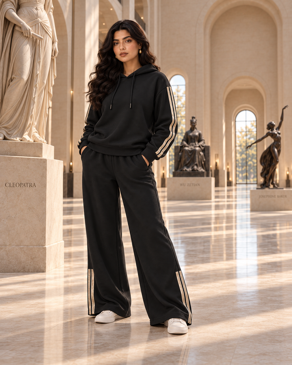 Ribbed Hoodie & Wide-Leg Trouser Set