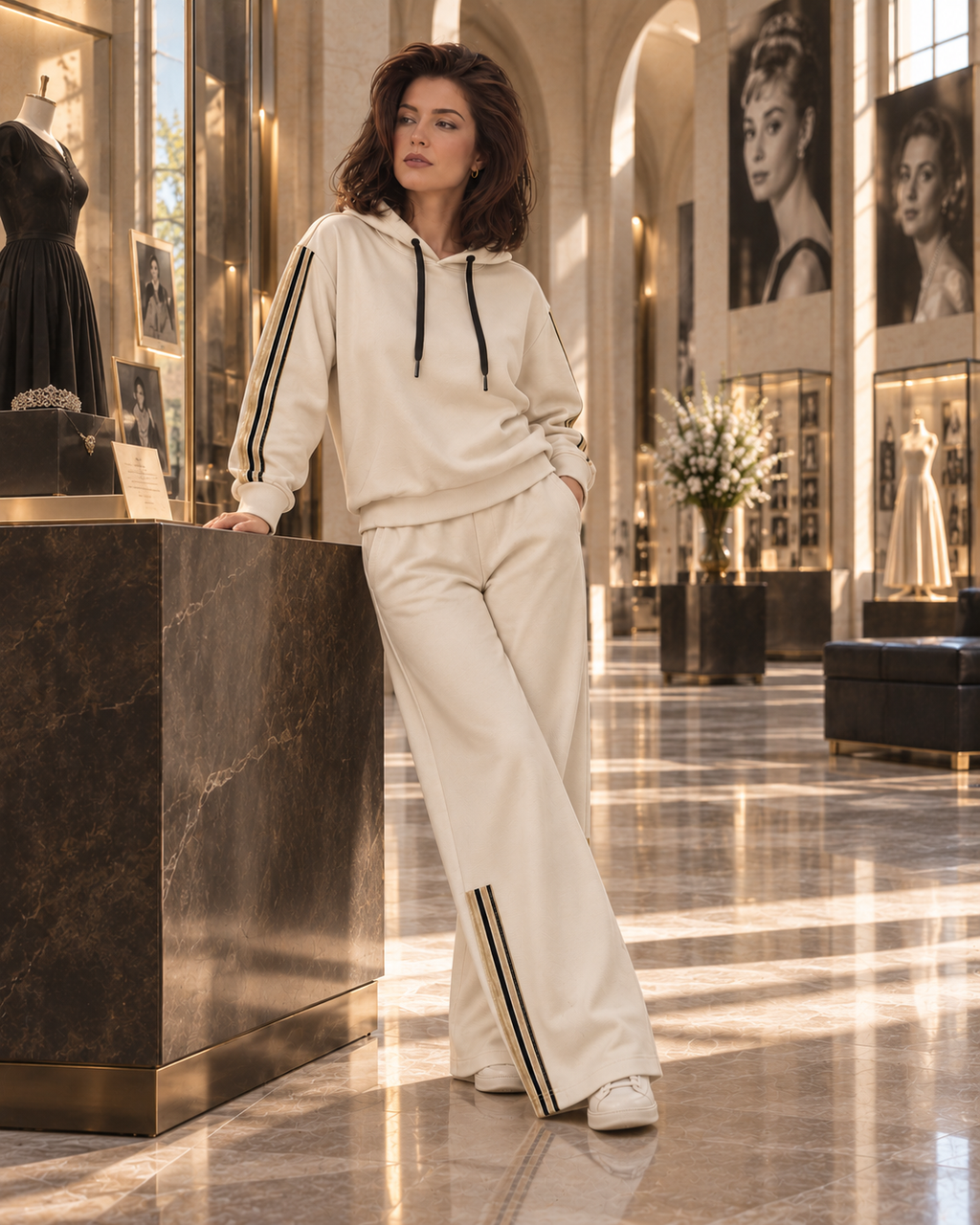 Ribbed Hoodie & Wide-Leg Trouser Set