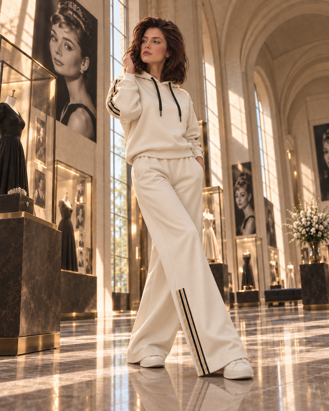 Ribbed Hoodie & Wide-Leg Trouser Set