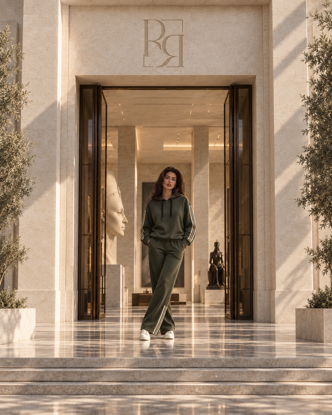Ribbed Hoodie & Wide-Leg Trouser Set