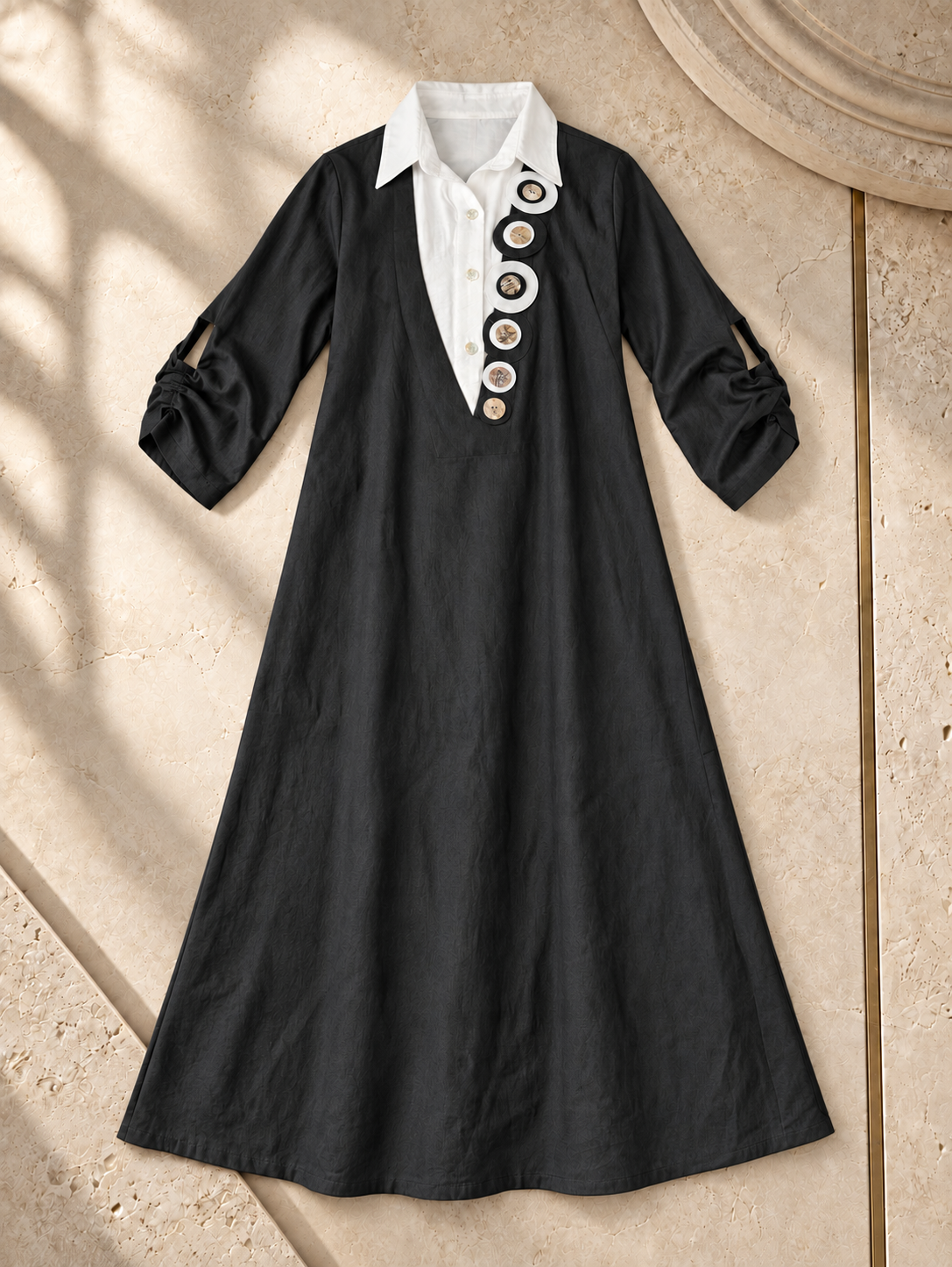 Contrast Collar Denim Dress