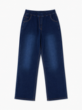 Patterned Denim Straight-Leg Pants
