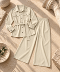 Belted Microfiber Two-Piece Set