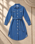 Belted Denim Long Chemise