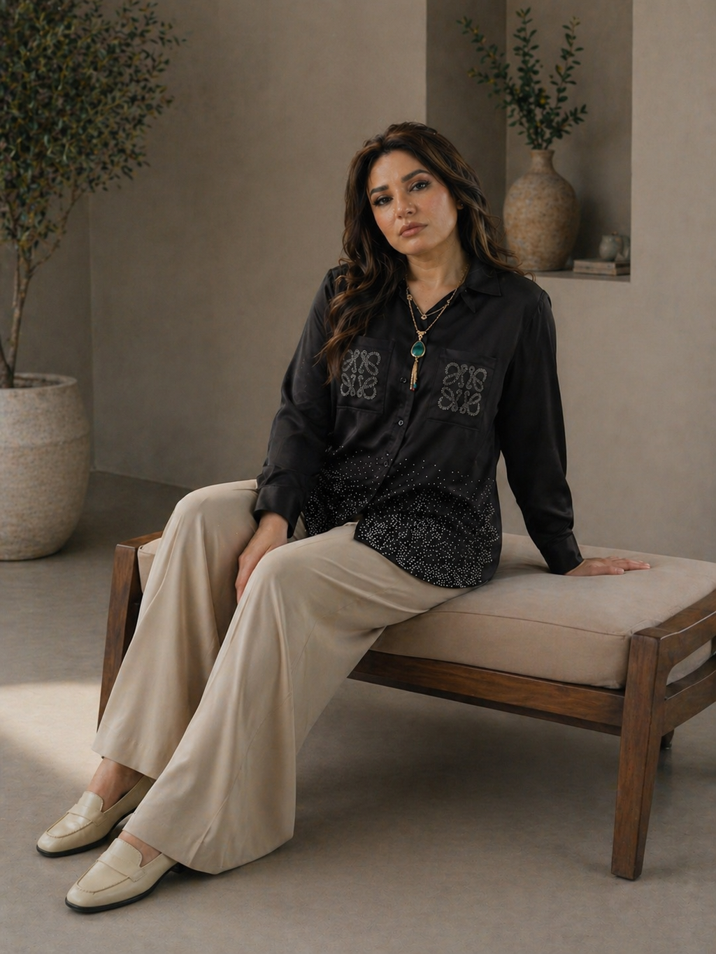 Satin Strass Blouse
