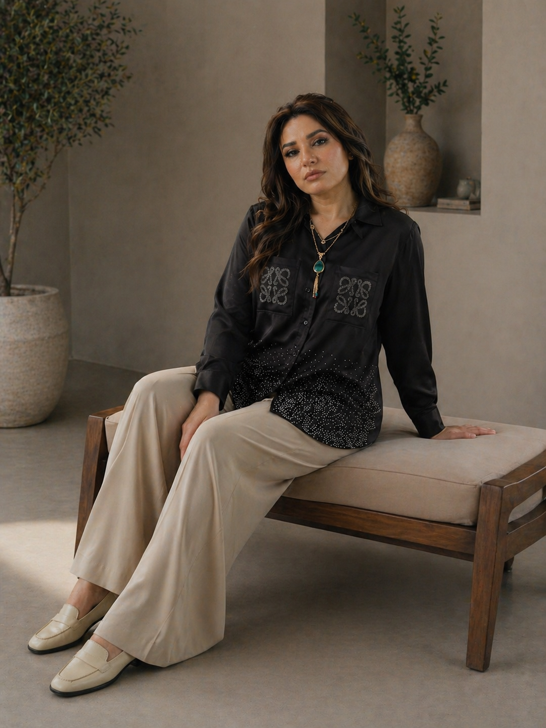 Satin Strass Blouse