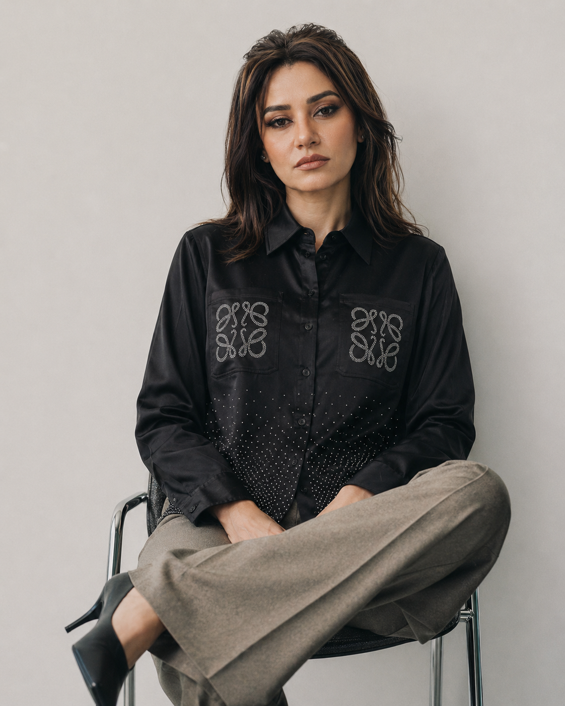 Satin Strass Blouse