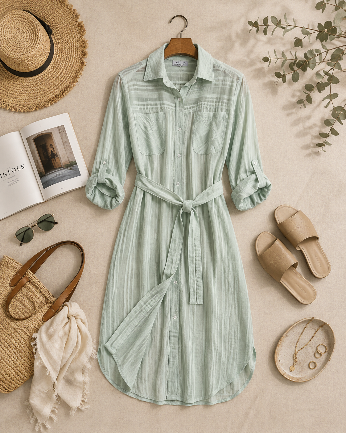 Airy Striped Belted Cardigan